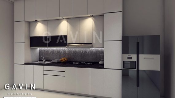 Desain 3D Kitchen Set Minimalis Bahan HPL